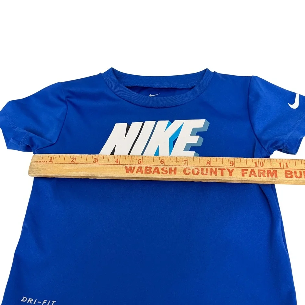 Nike Dri-FIT Blue Graphic Logo Short Sleeve Athletic T-Shirt Kids 18M Swoosh